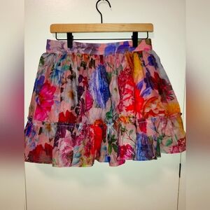 Floral satin skirt
